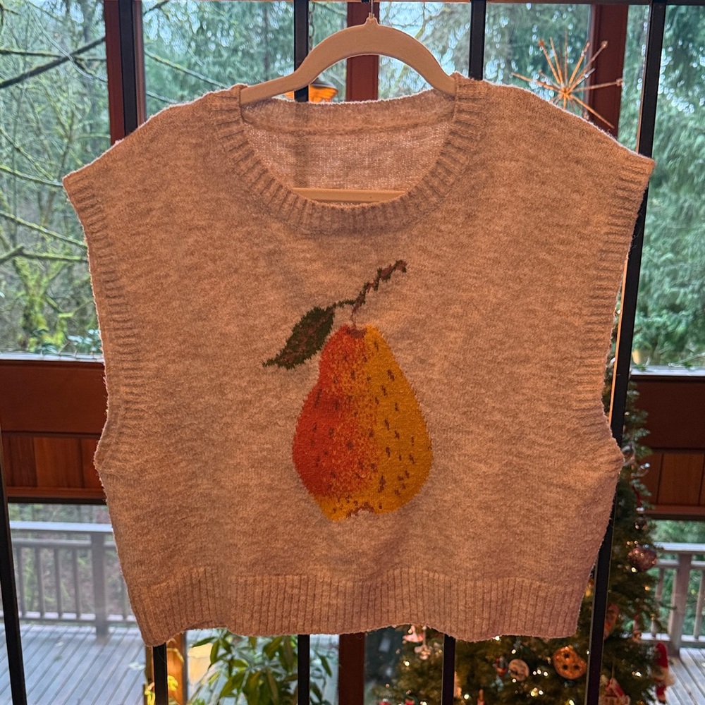 Sweater Vest with Pear Design